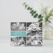 写真モダンコラージュのメリークリスマス シーズンポストカード (スタンド正面)