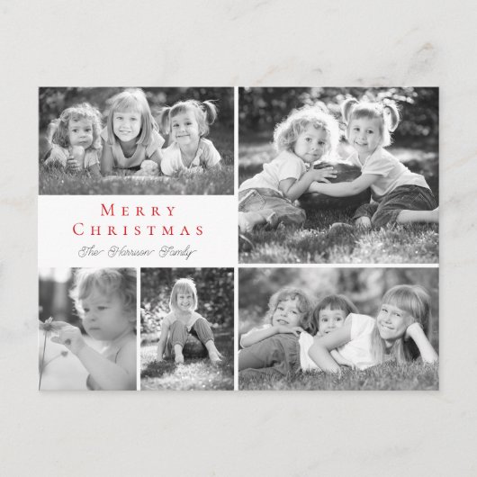 写真モダンコラージュのメリークリスマス シーズンポストカード (正面)