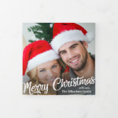 写真モダンコラージュのメリークリスマス 三つ折りクリスマスカード (カバー)