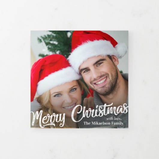 写真モダンコラージュのメリークリスマス 三つ折りクリスマスカード (カバー)