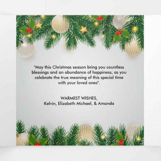 写真モダンコラージュのメリークリスマス 三つ折りクリスマスカード (内部中)