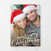 写真モダンコラージュのメリークリスマス 三つ折りクリスマスカード (カバー)