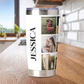 写真モダンコラージュの名パーソナライズされた前 保温保冷タンブラー
