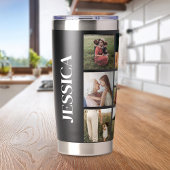 写真モダンコラージュの名パーソナライズされた前 保温保冷タンブラー