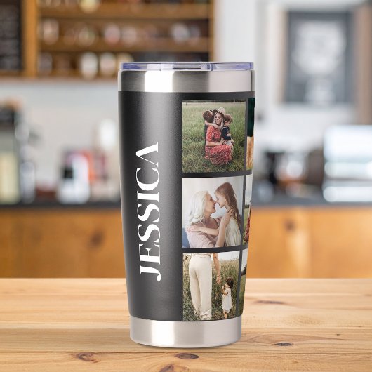 写真モダンコラージュの名パーソナライズされた前 保温保冷タンブラー