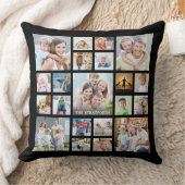 写真モダンコラージュの家族の名前またはタイトル黒 クッション (ブランケット)