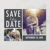 写真モダンコラージュの日付を保存 案内ポストカード (正面)