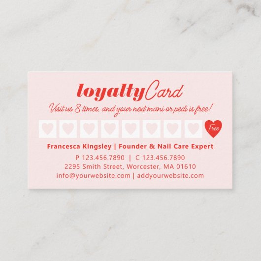 写真モダンコラージュの爪、 ネイル別美しいサロン ロイヤリティカード (裏面)