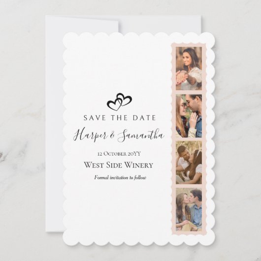 写真モダンコラージュの結婚式の日付の保存 (正面)