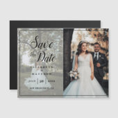 写真モダンコラージュの結婚式の日付の保存 マグネット招待状 (正面/裏面)