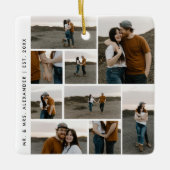写真モダンコラージュの編集可能カラー セラミックオーナメント (正面)