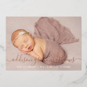 写真モダンコラージュの誕生のお知らせ 箔招待状 (正面)