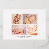 写真モダンコラージュの誕生のお知らせ 箔招待状 (裏面)