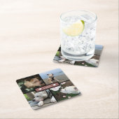 写真モダンコラージュの赤を追加 スクエアペーパーコースター (インサイチュ)