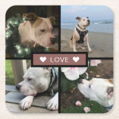 写真モダンコラージュの赤を追加 スクエアペーパーコースター (正面)