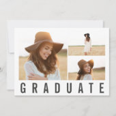 写真モダンコラージュはっきりしたグラフィック卒業アナウ 案内状 (正面)
