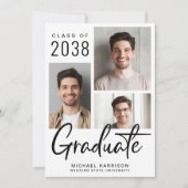 写真モダンコラージュはっきりしたスクリプト卒業 案内状 (正面)