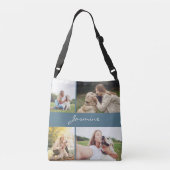 写真モダンコラージュほこりっぽい青い犬 クロスボディバッグ (裏面)