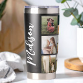 写真モダンコラージュエレガントスクリプトモノグラム名 保温保冷タンブラー