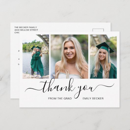 写真モダンコラージュエレガント卒業 ポストカード (正面/裏面)