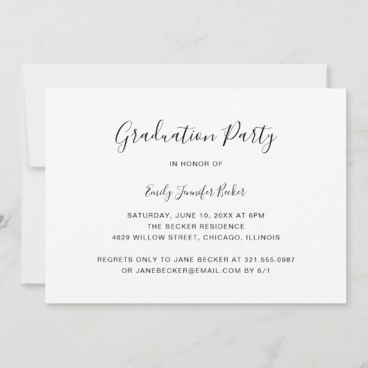 写真モダンコラージュエレガント卒業 招待状 (裏面)