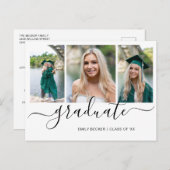 写真モダンコラージュエレガント卒業 案内ポストカード (正面/裏面)
