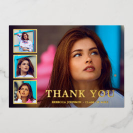 写真モダンコラージュエレガント卒業 箔招待状