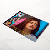 写真モダンコラージュエレガント卒業 箔招待状 (回転した状態)