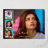 写真モダンコラージュエレガント卒業 箔招待状 (正面)