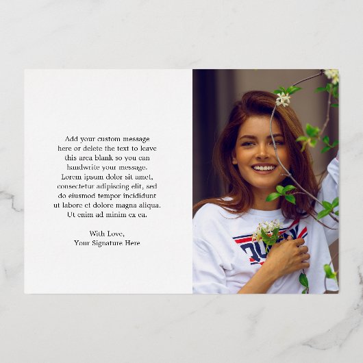 写真モダンコラージュエレガント卒業 箔招待状 (裏面)