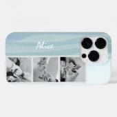 写真モダンコラージュクールブルー水色名 Case-Mate iPhoneケース (裏面 (横))