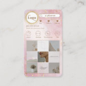 写真モダンコラージュグリッターバラ金ゴールドピンク 名刺 (正面)