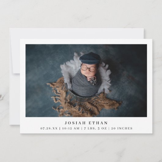 写真モダンコラージュシンプル生まれたばかりの誕生 案内状 (正面)