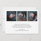 写真モダンコラージュシンプル生まれたばかりの誕生 案内状 (裏面)