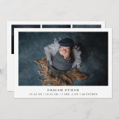 写真モダンコラージュシンプル生まれたばかりの誕生 案内状 (正面/裏面)