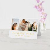 写真モダンコラージュシンプル結婚金ゴールド 箔グリーティングカード (蘭)