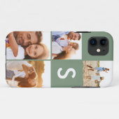写真モダンコラージュセージ緑イニシャルモノグラム Case-Mate iPhoneケース (裏面(横))