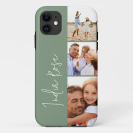 写真モダンコラージュセージ緑イニシャルモノグラム iPhone 11 ケース
