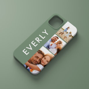 写真モダンコラージュセージ緑イニシャルモノグラム iPhone 11 ケース