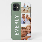 写真モダンコラージュセージ緑イニシャルモノグラム Case-Mate iPhoneケース (裏面)