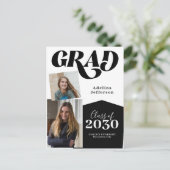 写真モダンコラージュタイポグラフィブラック卒業a 案内ポストカード (スタンド正面)