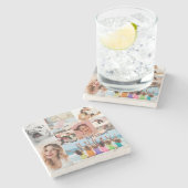 写真モダンコラージュハッピーバースデーかわいい ストーンコースター (横)