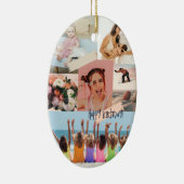 写真モダンコラージュハッピーバースデーかわいい セラミックオーナメント (右)