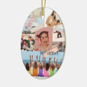 写真モダンコラージュハッピーバースデーかわいい セラミックオーナメント (左)