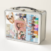 写真モダンコラージュハッピーバースデーかわいい メタルランチボックス (正面)