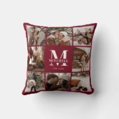 写真モダンコラージュパーソナライズされたブルゴーニュ クッション (裏面)