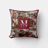 写真モダンコラージュパーソナライズされたブルゴーニュ クッション (正面)