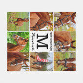 写真モダンコラージュパーソナライズされたペット馬好き フリースブランケット (正面(横))