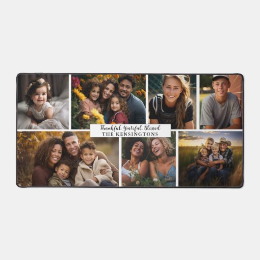 写真モダンコラージュパーソナライズされた デスクマット (正面)