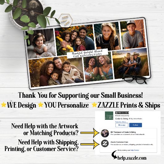 写真モダンコラージュパーソナライズされた デスクマット